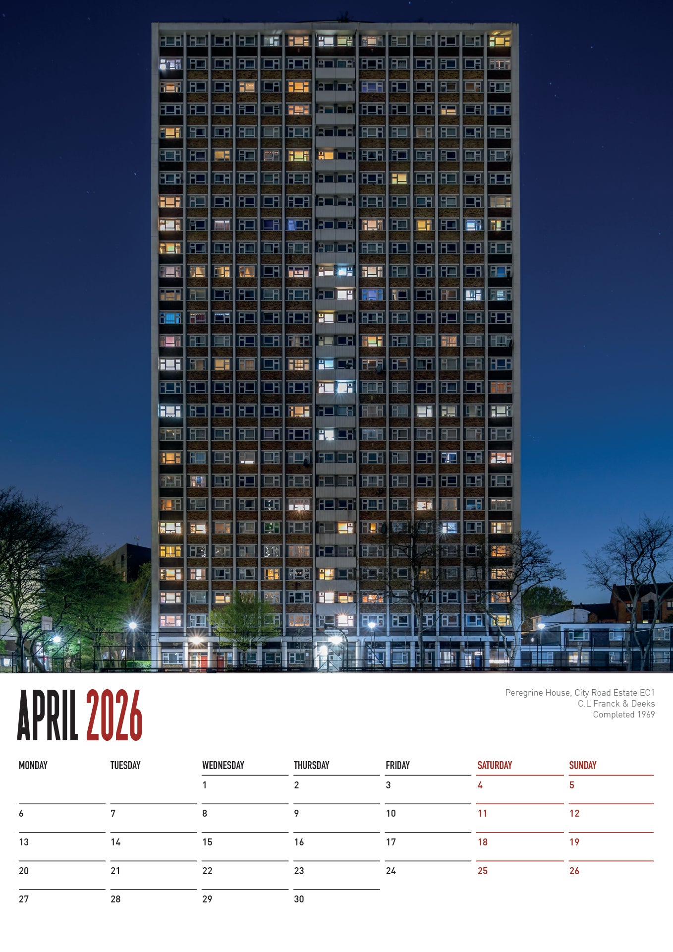 ICONIC BLOCKS 2026 A3 Wall Calendar