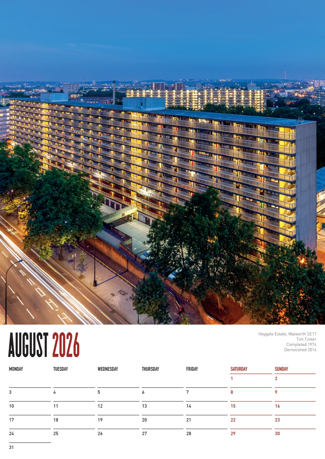 Single Calendar - Iconic Blocks 2026