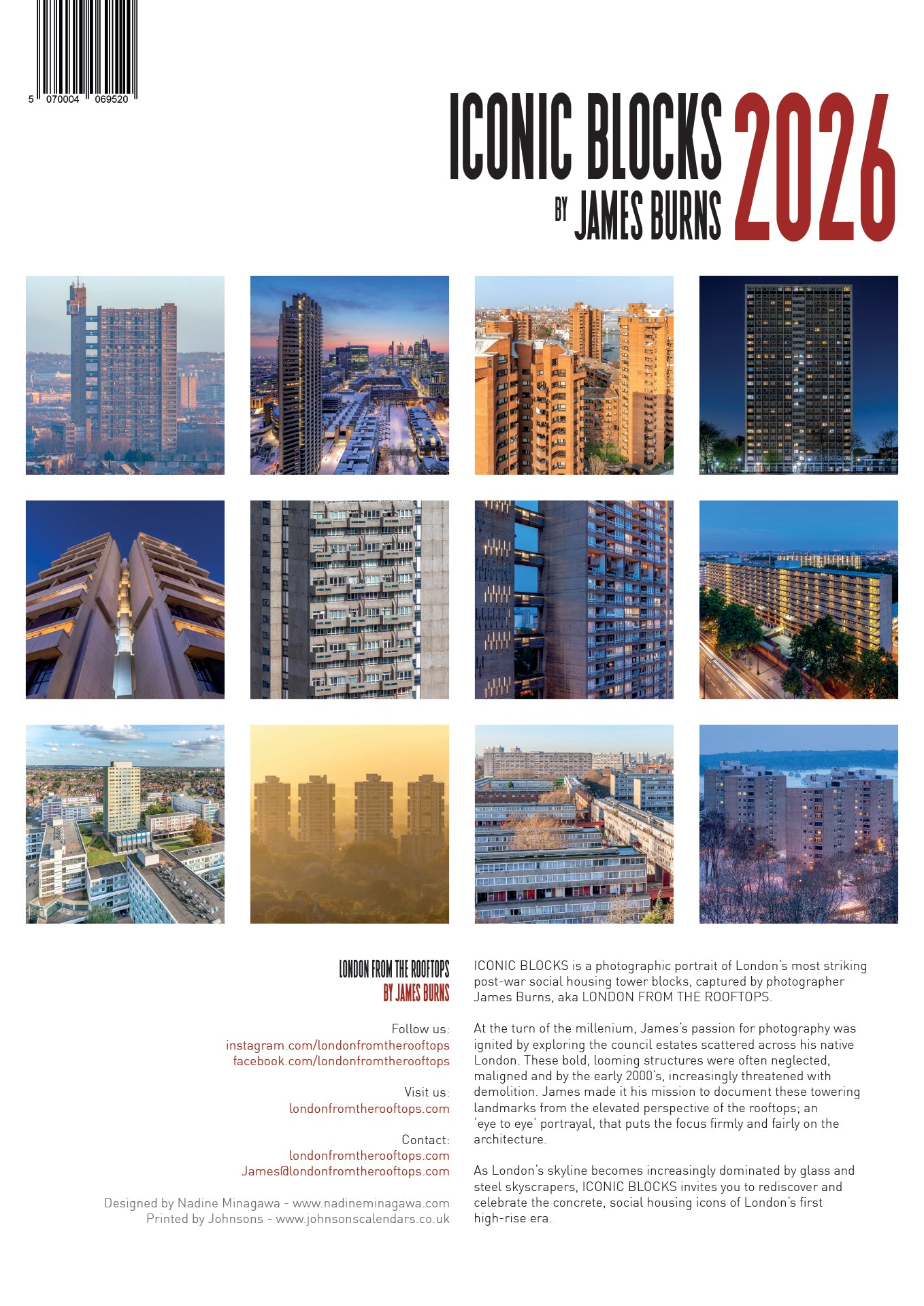 ICONIC BLOCKS 2026 A3 Wall Calendar