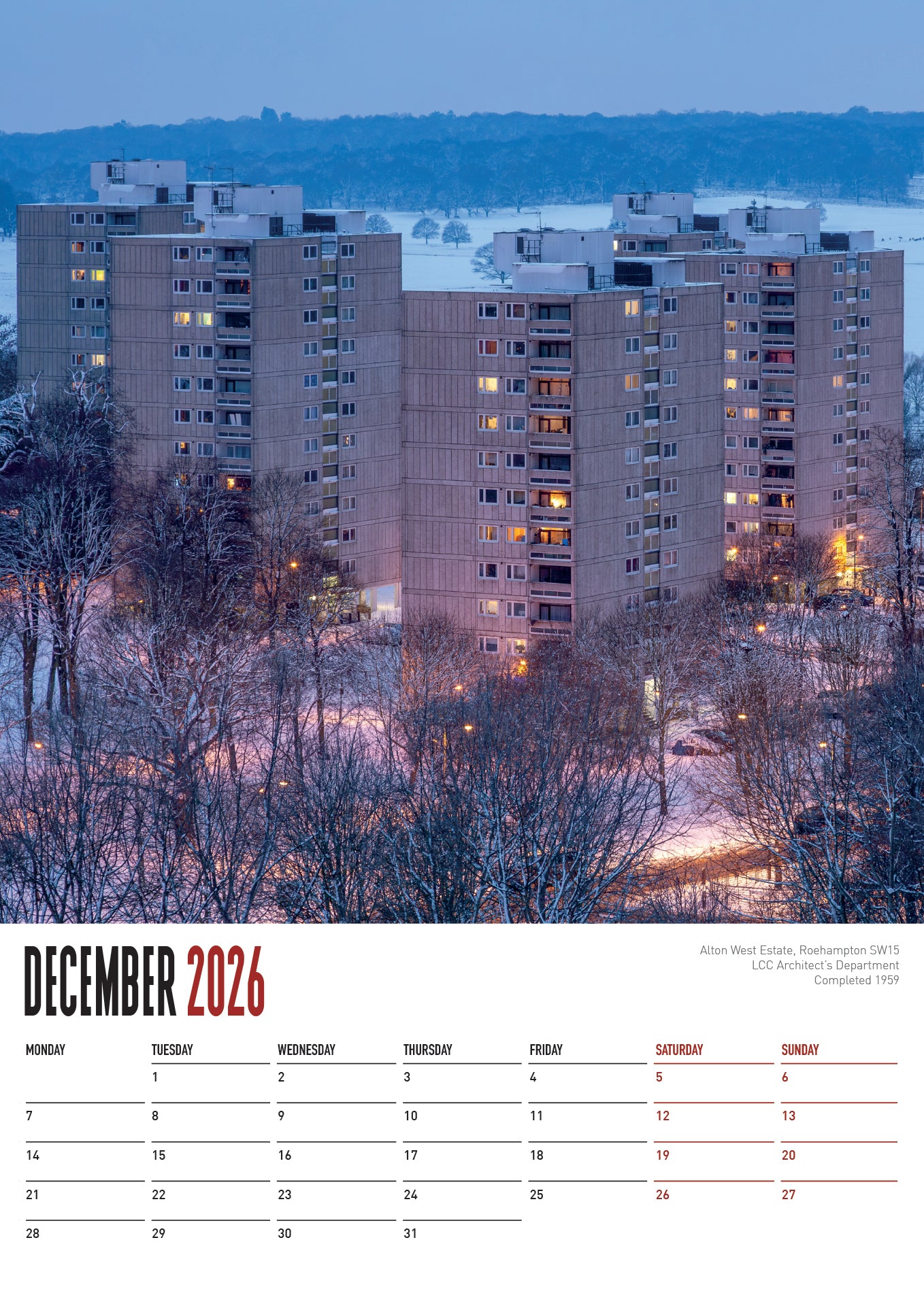 ICONIC BLOCKS 2026 A3 Wall Calendar