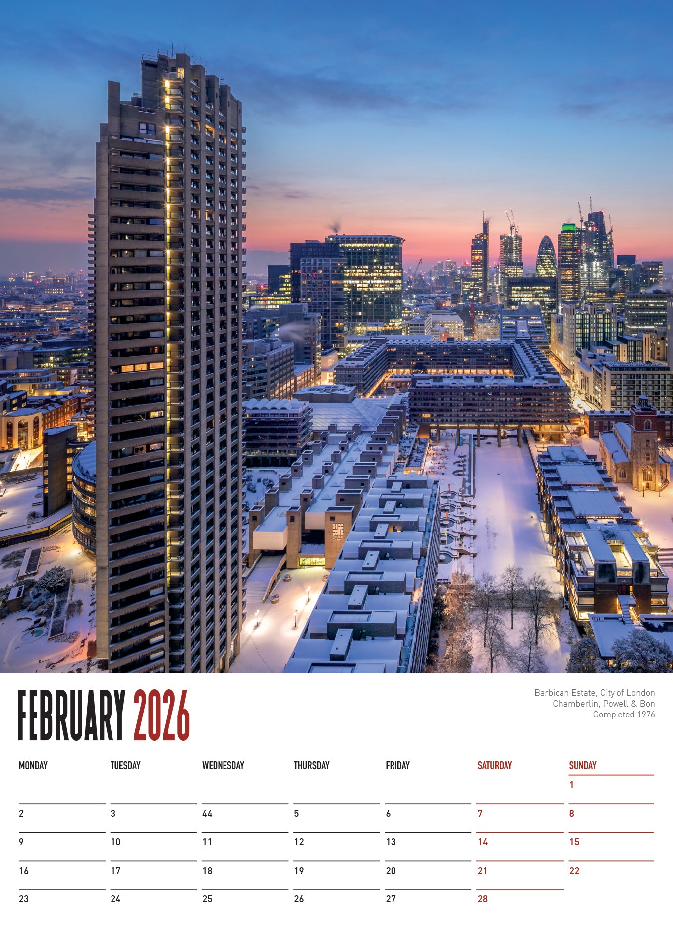 Single Calendar - Iconic Blocks 2026