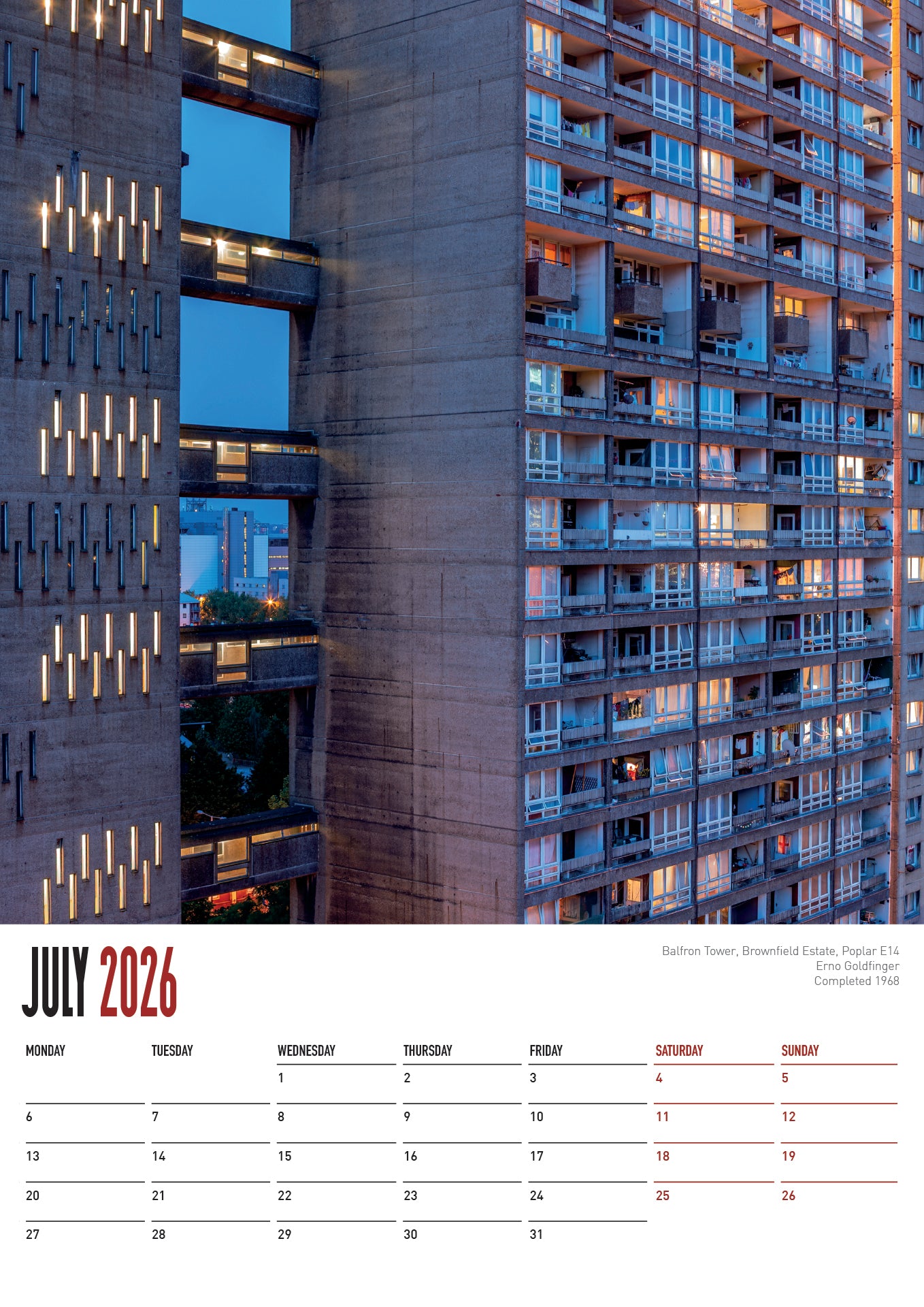 Single Calendar - Iconic Blocks 2026
