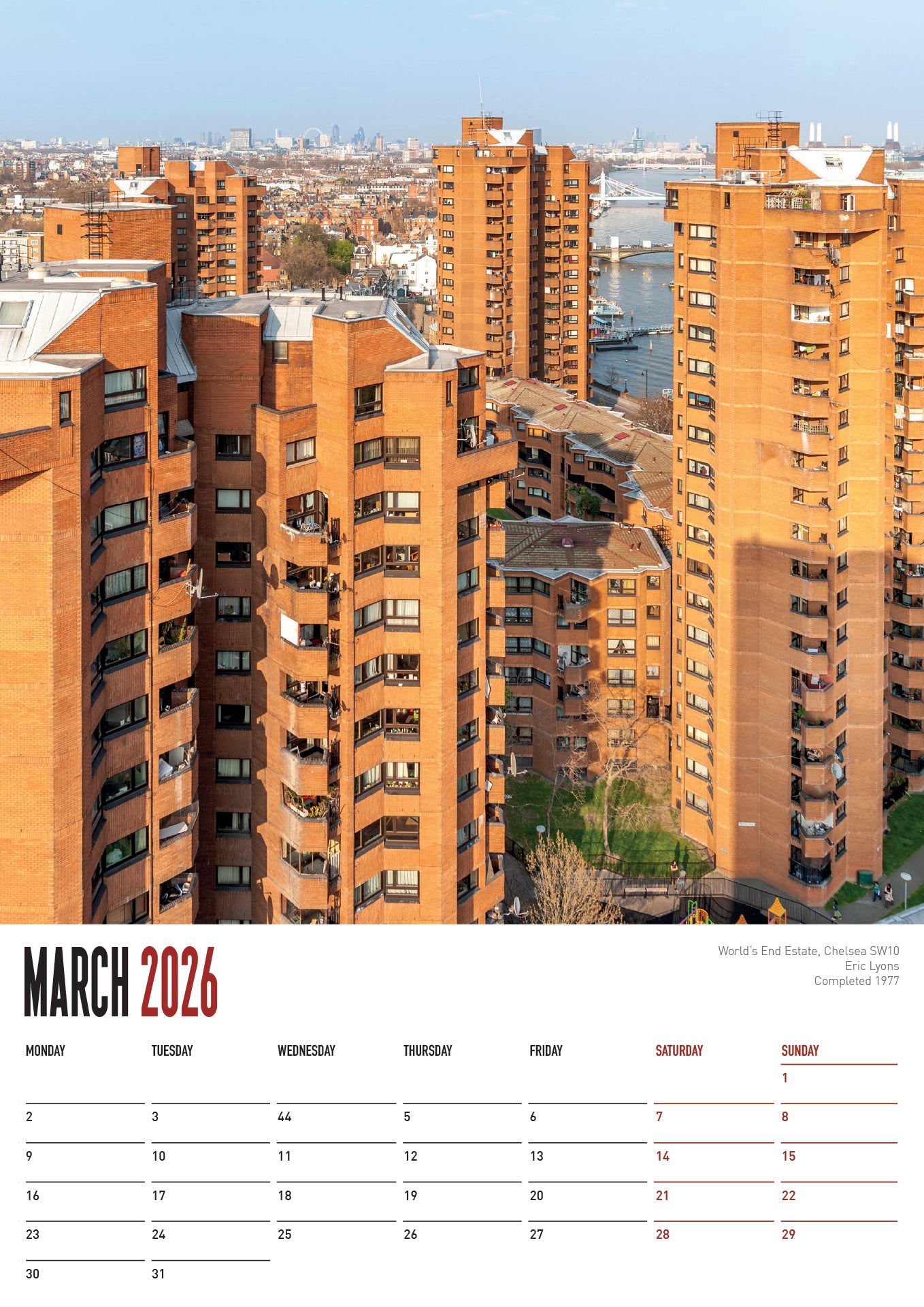 ICONIC BLOCKS 2026 A3 Wall Calendar
