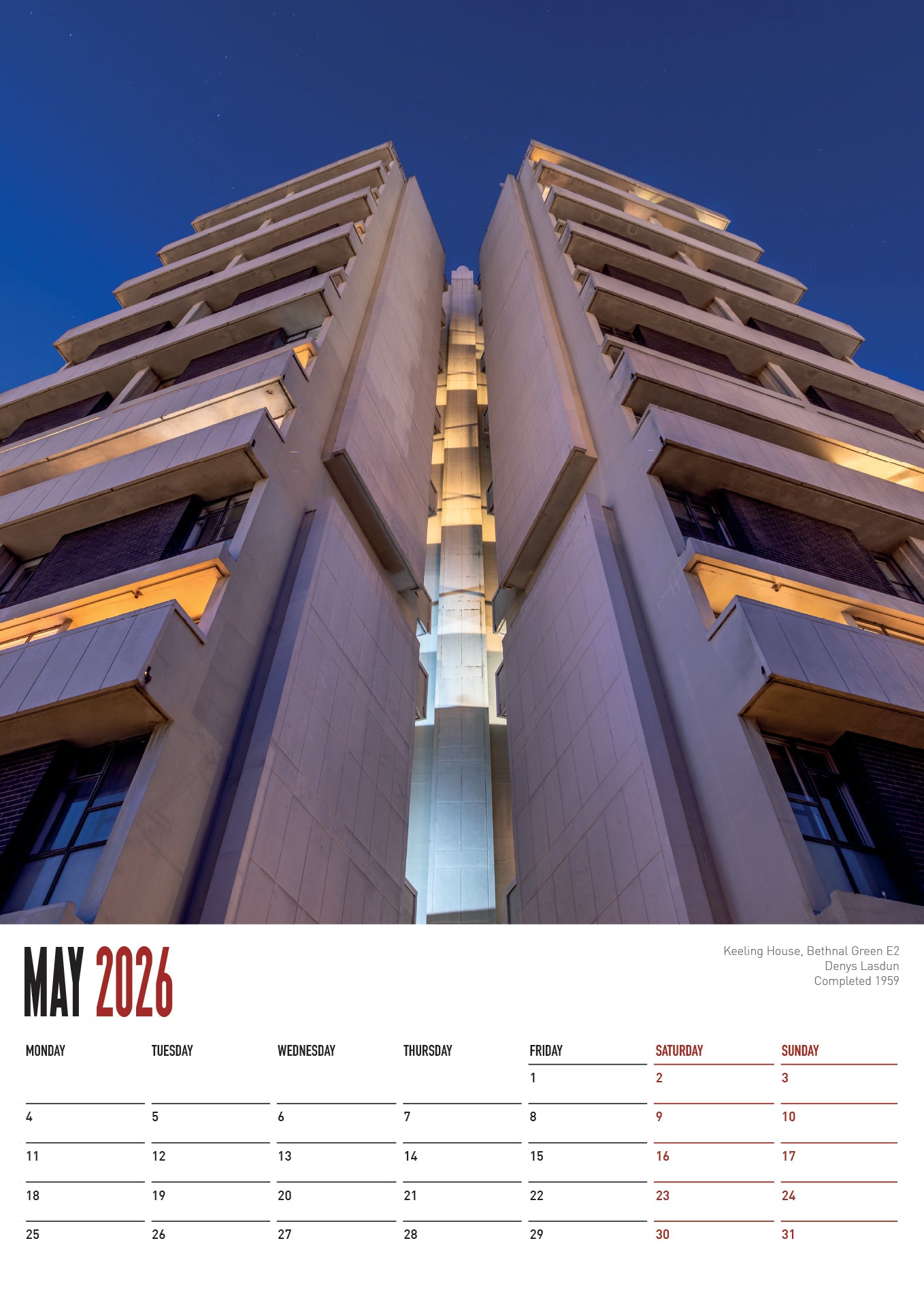 ICONIC BLOCKS 2026 A3 Wall Calendar