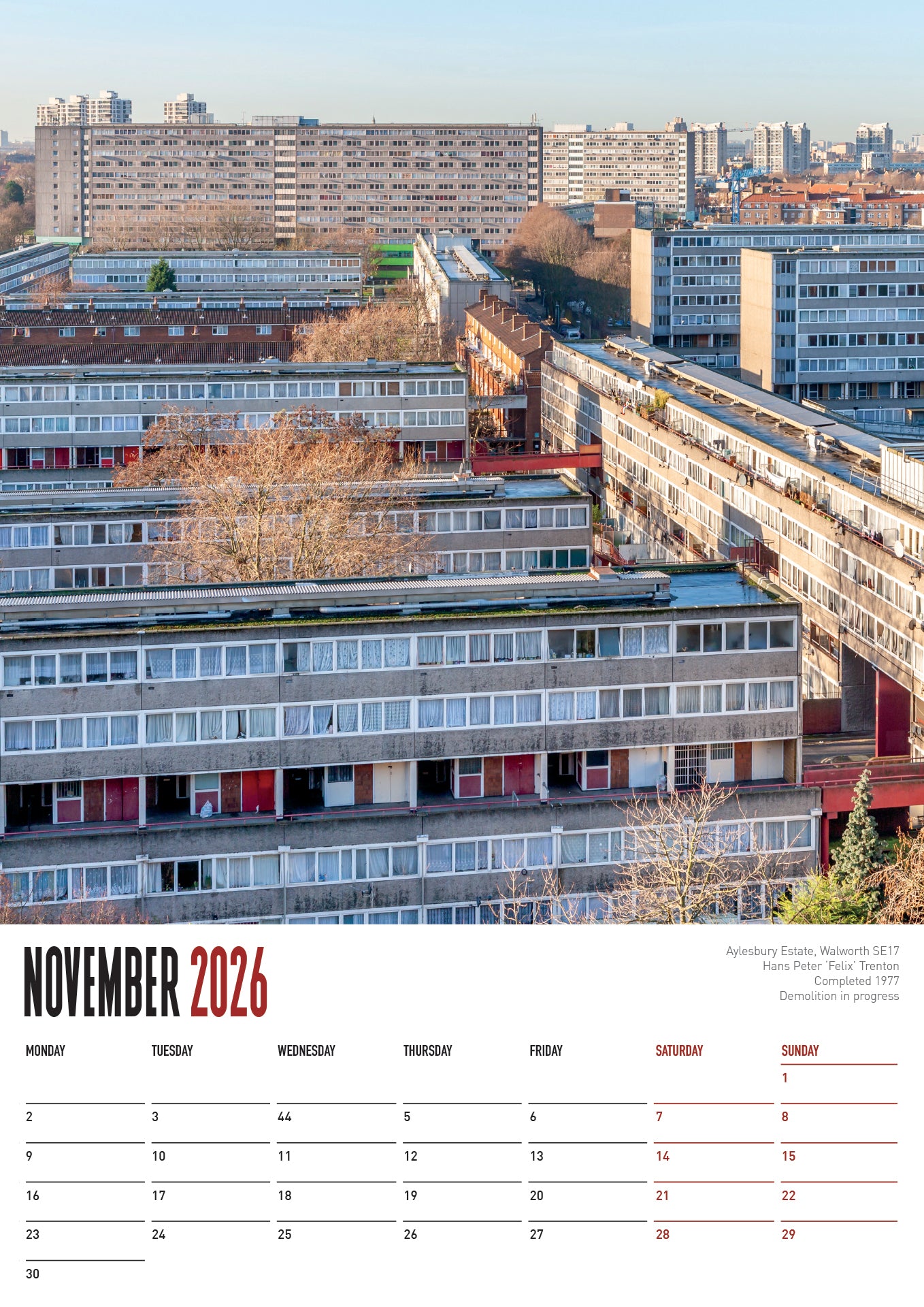 ICONIC BLOCKS 2026 A3 Wall Calendar