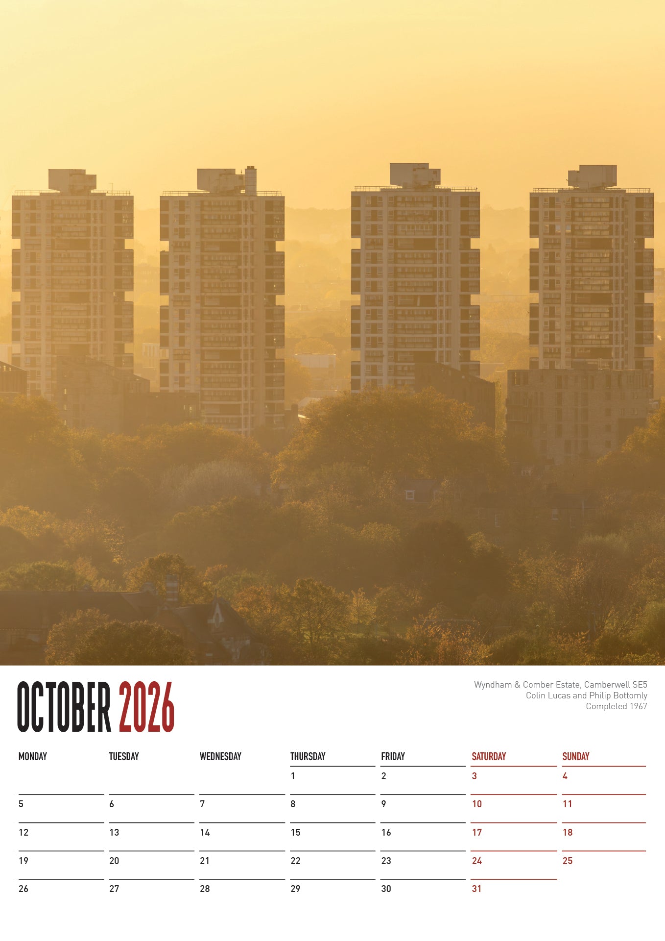ICONIC BLOCKS 2026 A3 Wall Calendar