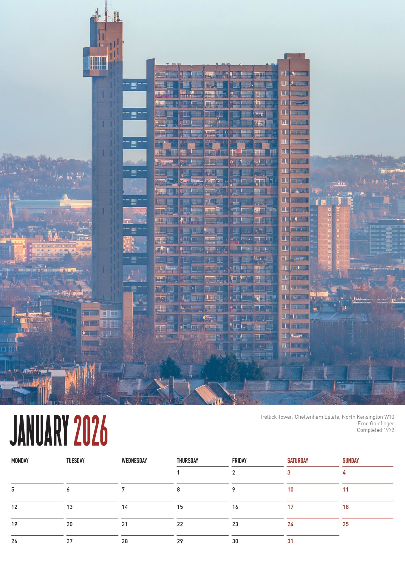 ICONIC BLOCKS 2026 A3 Wall Calendar